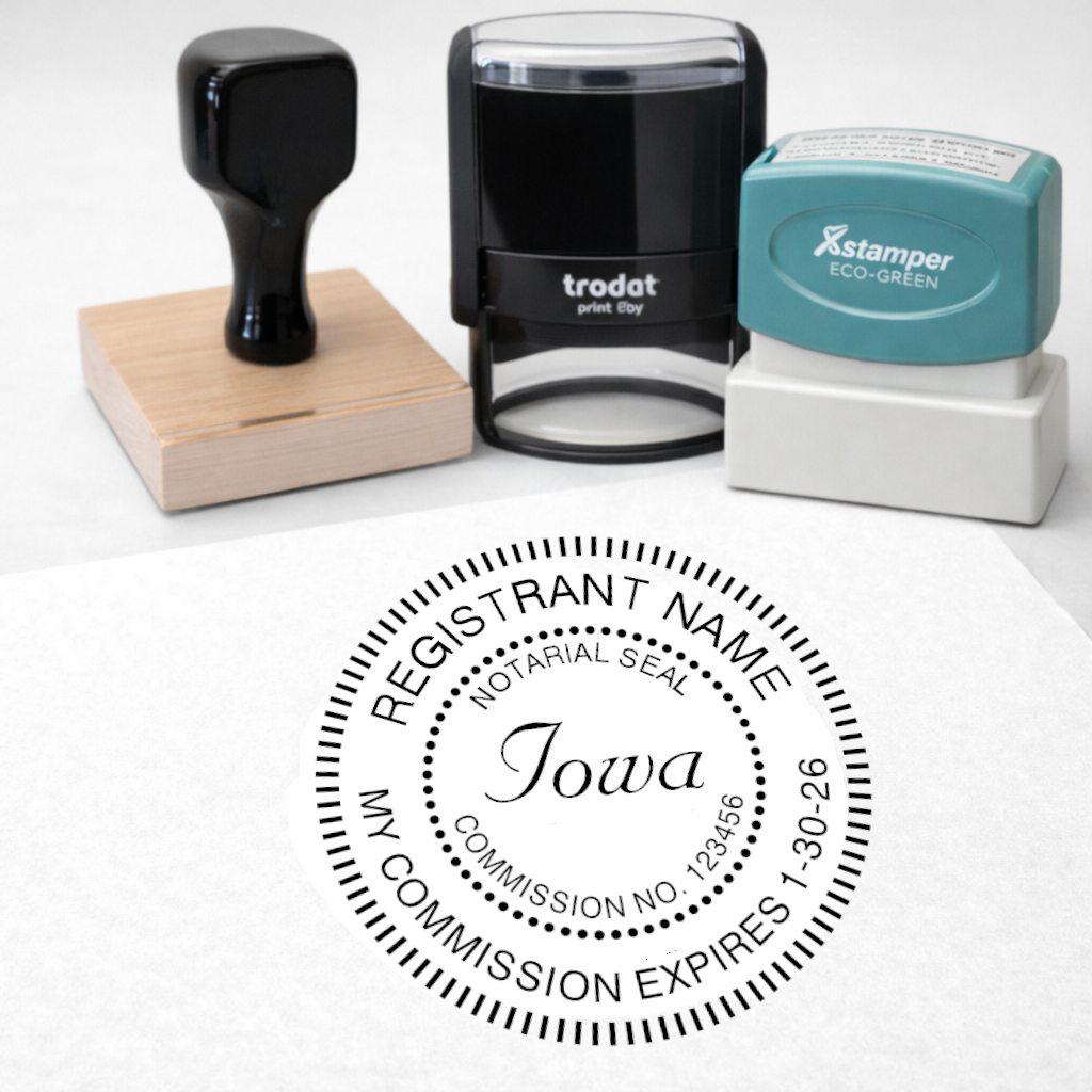 Round Iowa Notary Stamps
