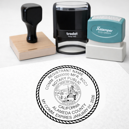 Round Border California Notary Stamp
